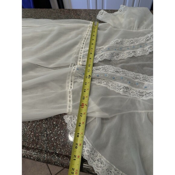 Vintage Dream Away Peignoir Size S Sheer Cream Nylon Bridal NightGown  Robe embr - Picture 10 of 11